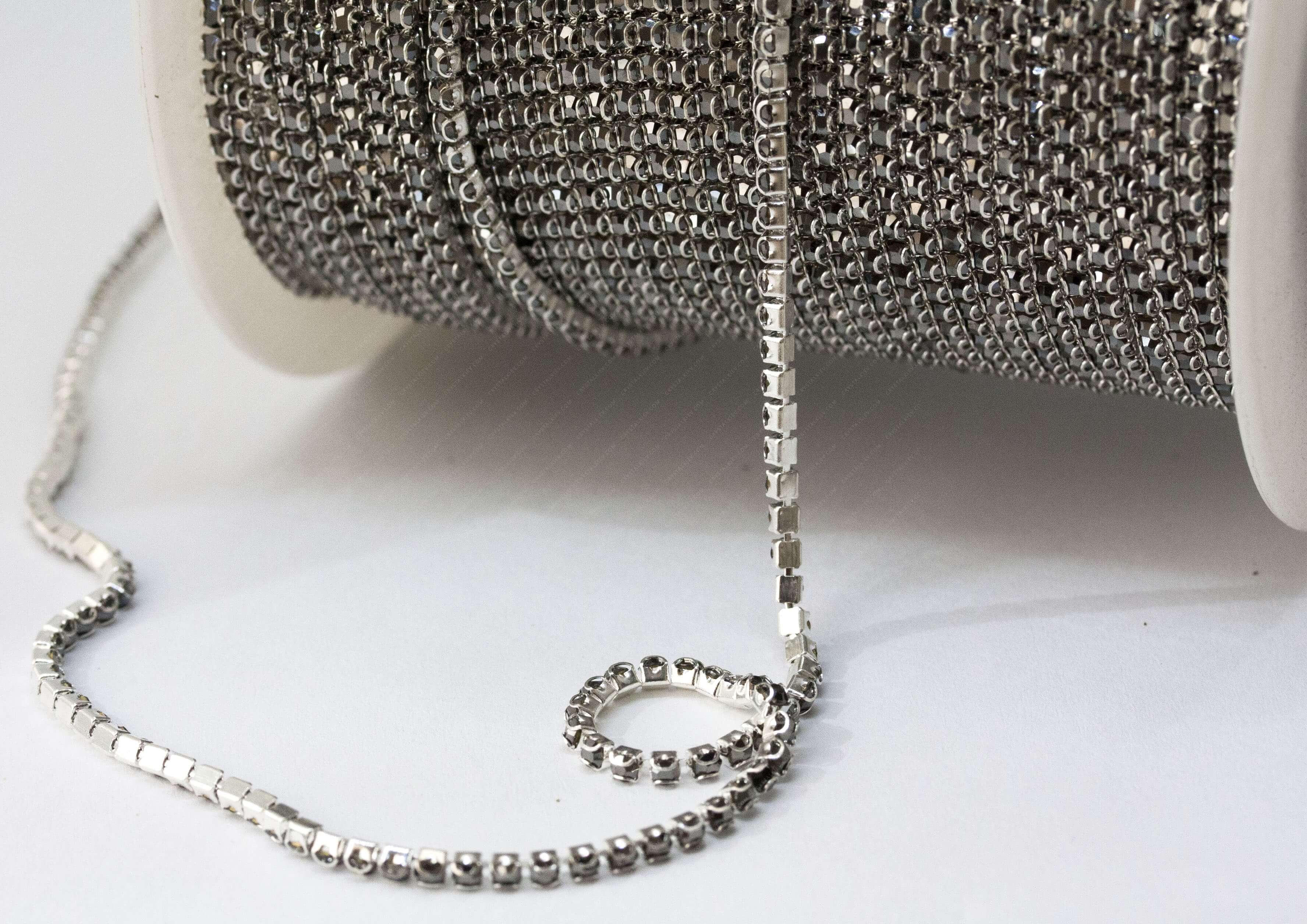 Ланцюжок стразовий Silver + Hematite